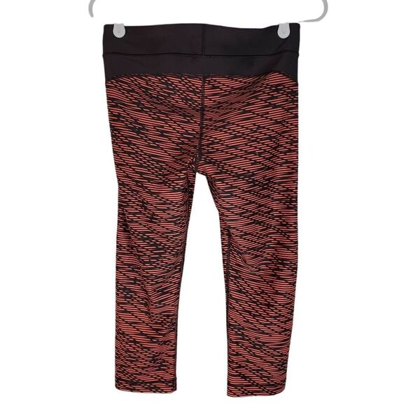 Under Armour Heat Gear Mid-rise Geometric Active Capri Leggings Dark Gray Orange - Picture 6 of 14